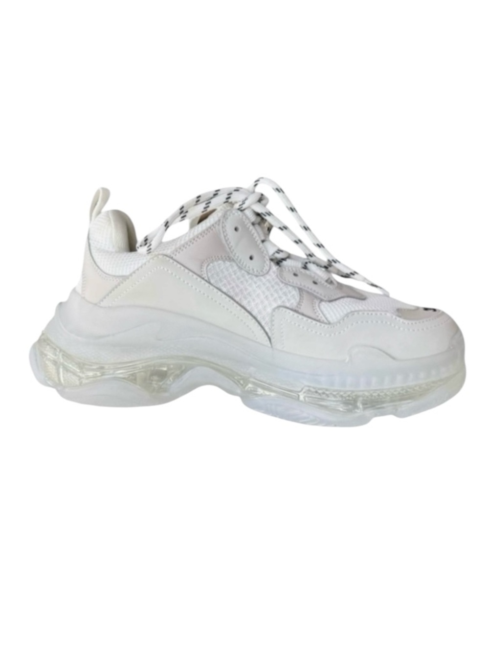 Balenciaga White Clear Sole Leather Triple S Athletic Sneakers